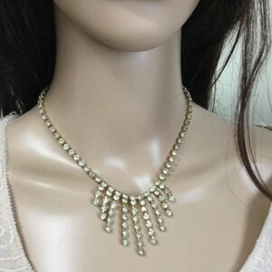 Elegant vintage 1980s retro revival (50s/60s inspired) rhinestone fringe choker
